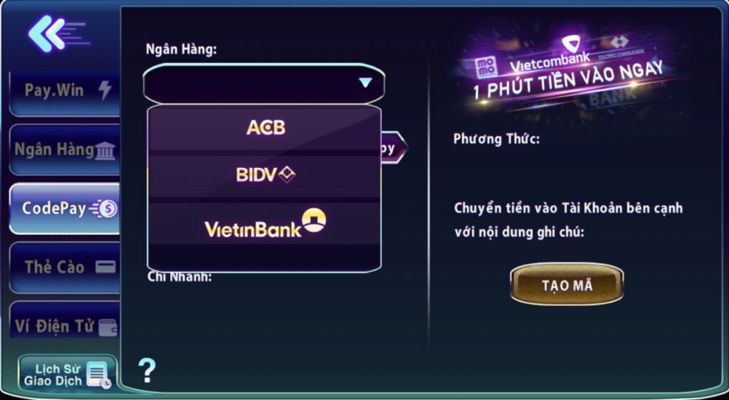 Nạp code pay tại 789 Club